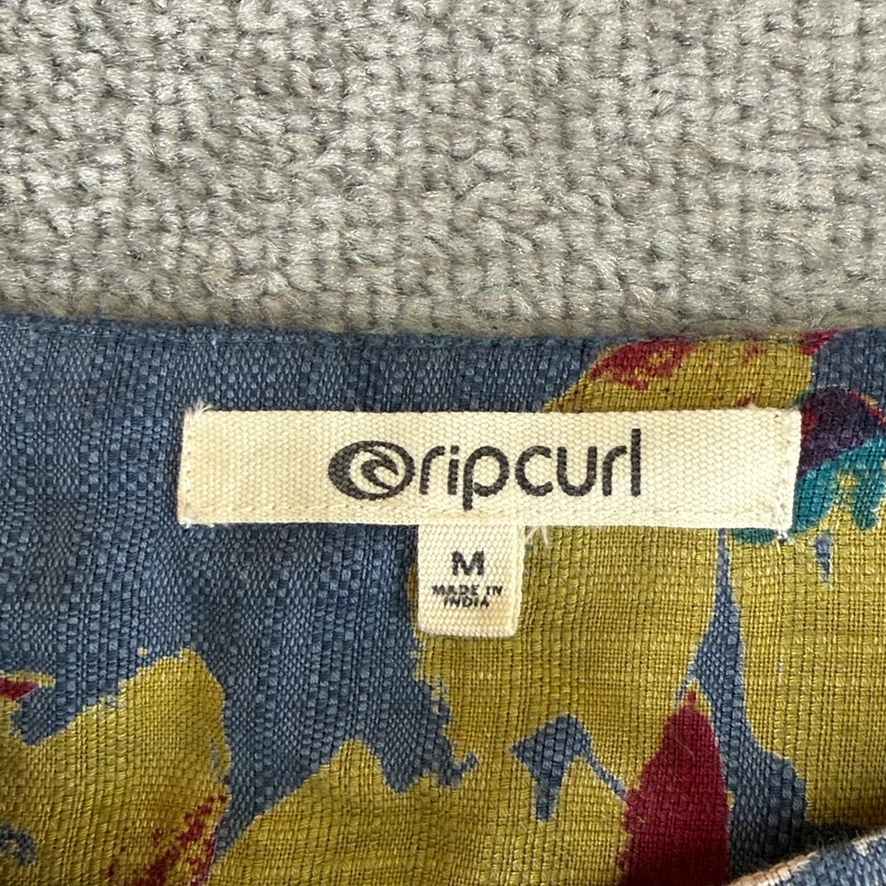 Rip Curl Floral Wide Leg High Rise Culotte Pants Blue Boho Beach Womens M Belted - Picture 7 of 9